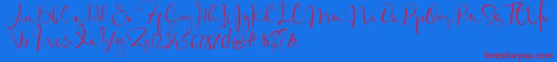 Banggar Signature Font   Dafont-Schriftart – Rote Schriften auf blauem Hintergrund