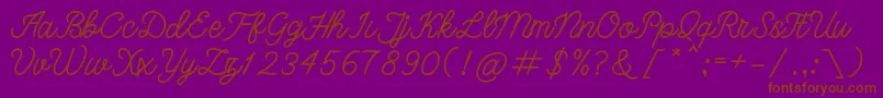 bangkar-Schriftart – Braune Schriften auf violettem Hintergrund