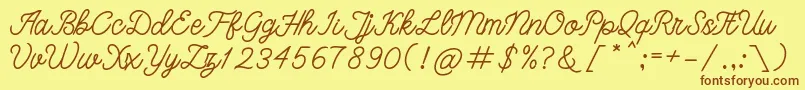 bangkar-Schriftart – Braune Schriften auf gelbem Hintergrund
