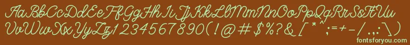 フォントbangkar – 緑色の文字が茶色の背景にあります。