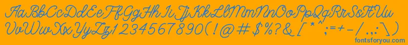 bangkar-Schriftart – Blaue Schriften auf orangefarbenem Hintergrund