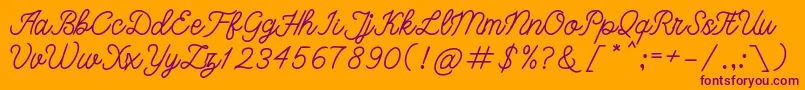 bangkar-Schriftart – Violette Schriften auf orangefarbenem Hintergrund