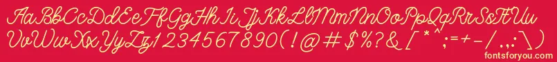 bangkar-Schriftart – Gelbe Schriften auf rotem Hintergrund