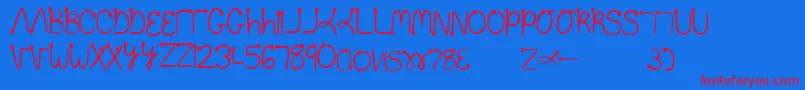 Too Font – Red Fonts on Blue Background