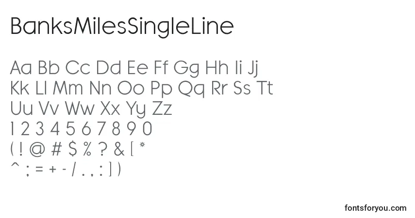 BanksMilesSingleLine Font – alphabet, numbers, special characters