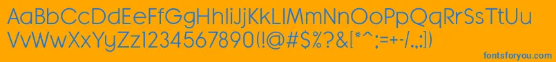 BanksMilesSingleLine-Schriftart – Blaue Schriften auf orangefarbenem Hintergrund