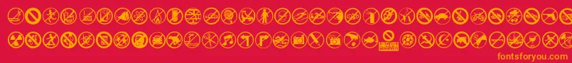 Fonte BannedWorld – fontes laranjas em um fundo vermelho