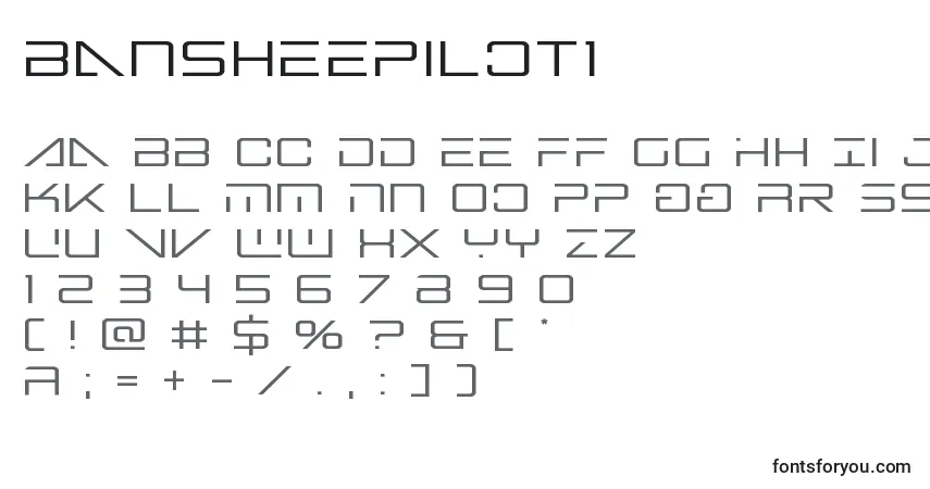 Czcionka Bansheepilot1 – alfabet, cyfry, specjalne znaki