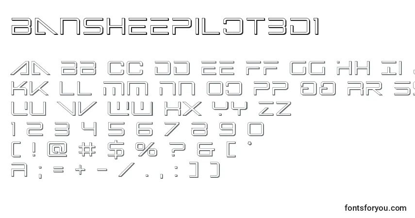 Czcionka Bansheepilot3d1 – alfabet, cyfry, specjalne znaki