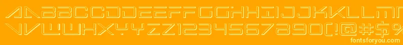 bansheepilot3d1-Schriftart – Gelbe Schriften auf orangefarbenem Hintergrund