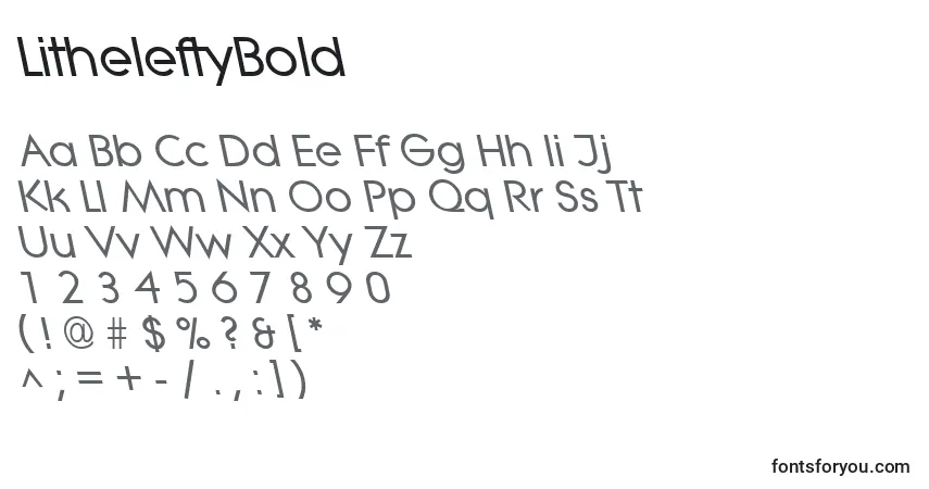 A fonte LitheleftyBold – alfabeto, números, caracteres especiais