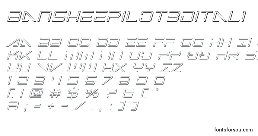 Czcionka Bansheepilot3dital1 – alfabet, cyfry, specjalne znaki