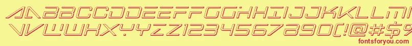 フォントbansheepilot3dital1 – 赤い文字の黄色い背景