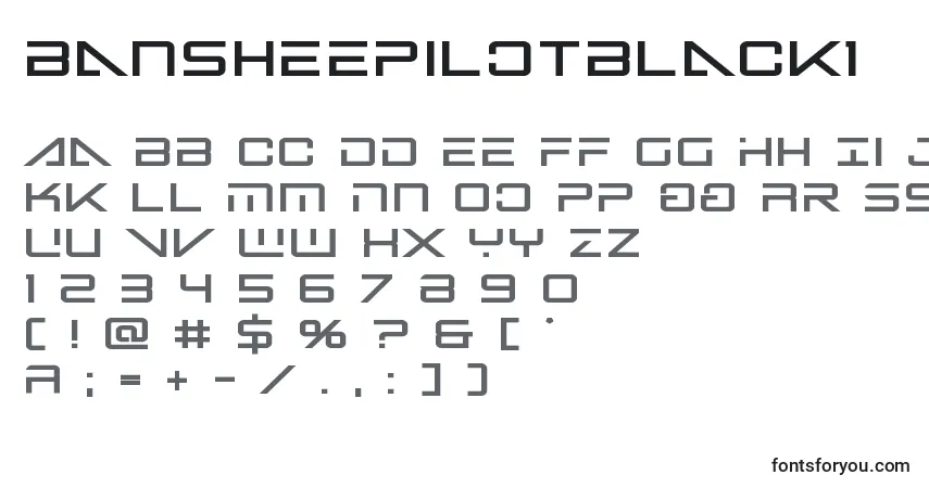 Czcionka Bansheepilotblack1 – alfabet, cyfry, specjalne znaki