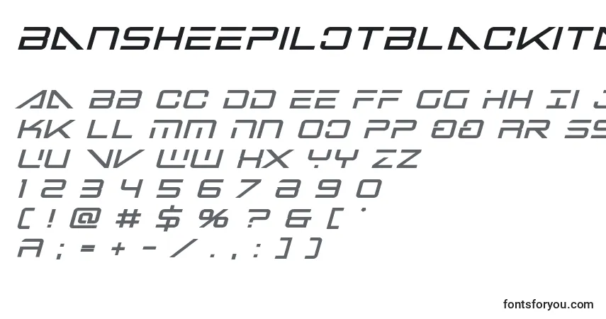 Czcionka Bansheepilotblackital1 – alfabet, cyfry, specjalne znaki