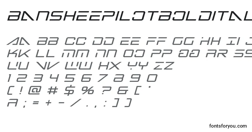 Czcionka Bansheepilotboldital1 – alfabet, cyfry, specjalne znaki