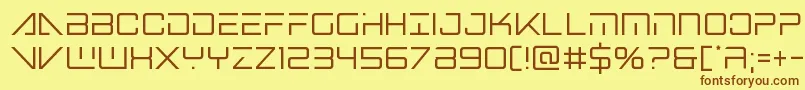 フォントbansheepilotcond1 – 茶色の文字が黄色の背景にあります。