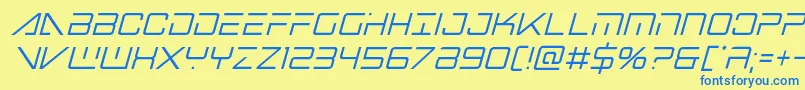 フォントbansheepilotcondital1 – 青い文字が黄色の背景にあります。