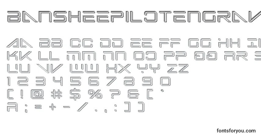 Czcionka Bansheepilotengrave1 – alfabet, cyfry, specjalne znaki