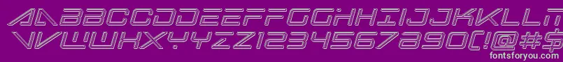 フォントbansheepilotengraveital1 – 紫の背景に緑のフォント
