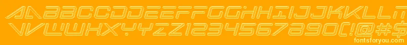 bansheepilotengraveital1-fontti – keltaiset fontit oranssilla taustalla