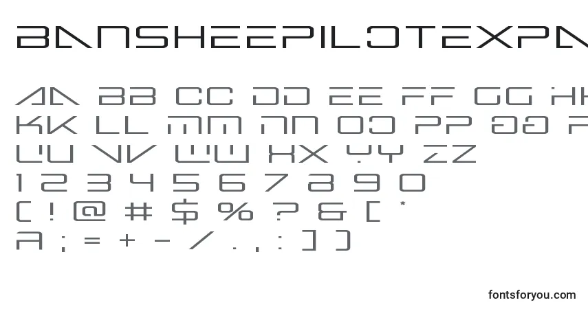 Czcionka Bansheepilotexpand1 – alfabet, cyfry, specjalne znaki