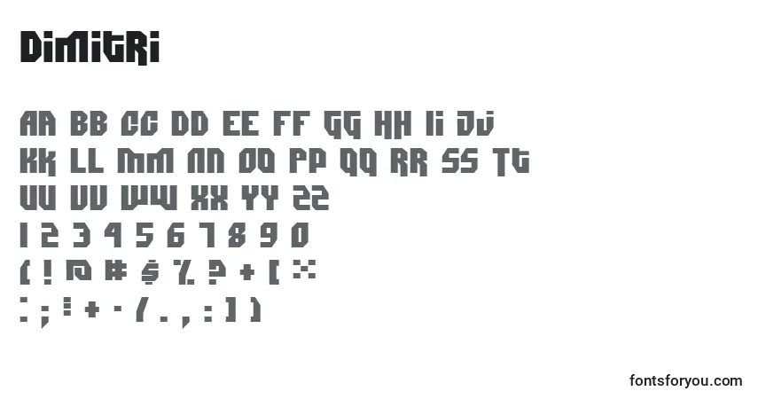 A fonte Dimitri – alfabeto, números, caracteres especiais