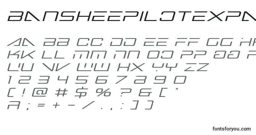 Czcionka Bansheepilotexpandital1 – alfabet, cyfry, specjalne znaki