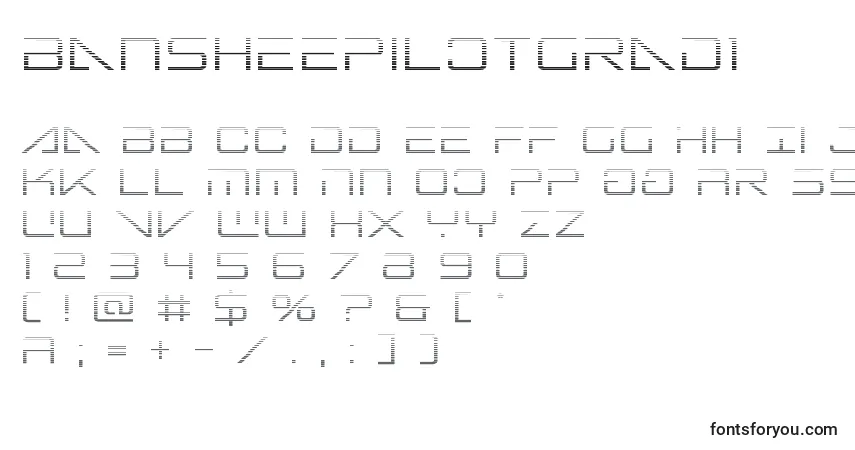 Bansheepilotgrad1-fontti – aakkoset, numerot, erikoismerkit
