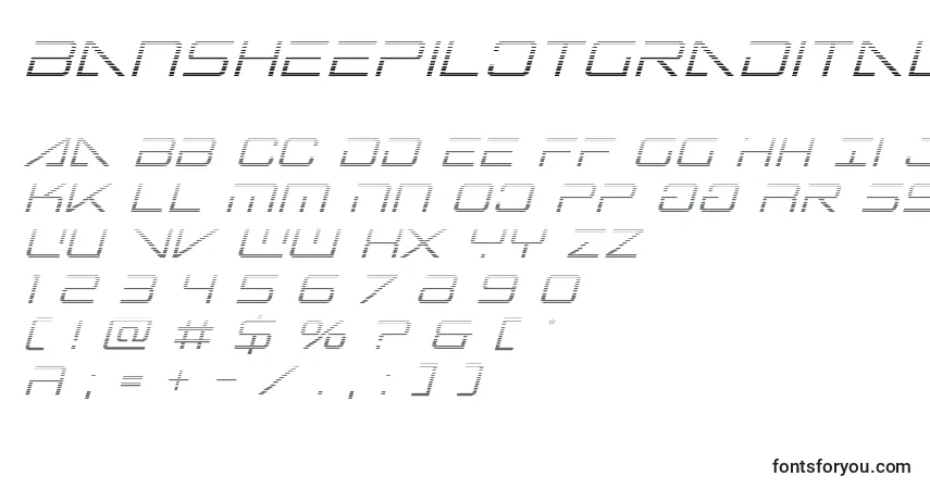 Czcionka Bansheepilotgradital1 – alfabet, cyfry, specjalne znaki