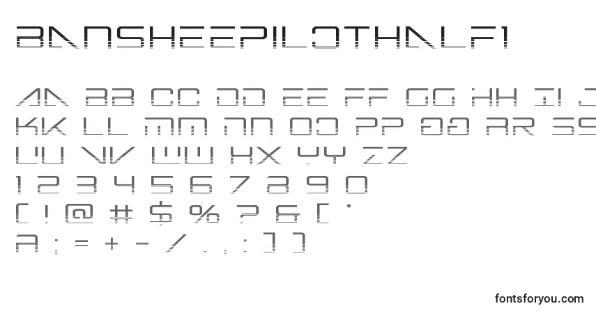Czcionka Bansheepilothalf1 – alfabet, cyfry, specjalne znaki