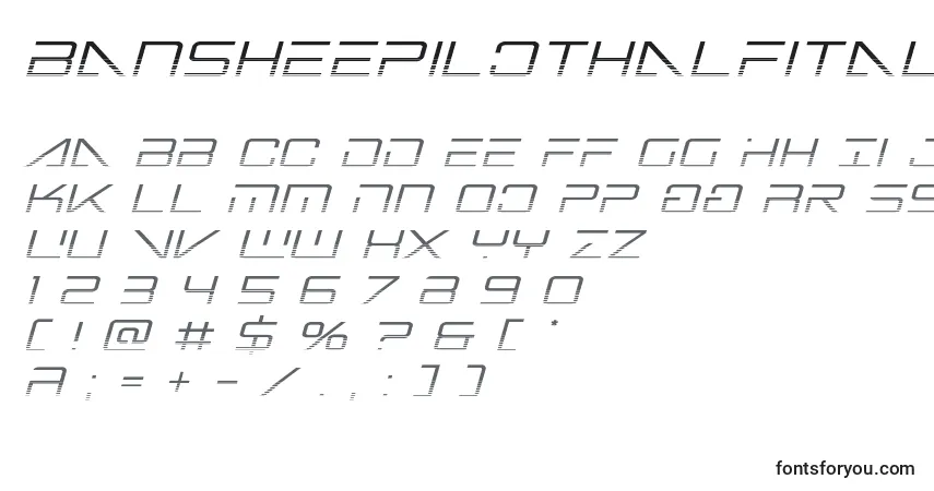 Schriftart Bansheepilothalfital1 – Alphabet, Zahlen, spezielle Symbole