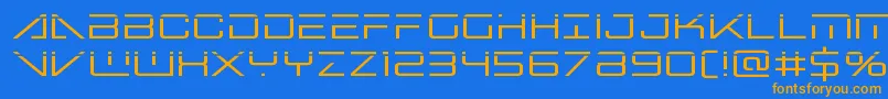 bansheepilotlaser1-Schriftart – Orangefarbene Schriften auf blauem Hintergrund