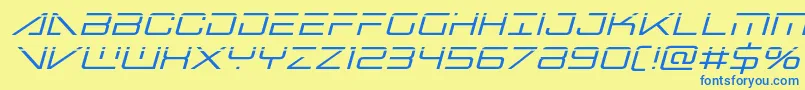 bansheepilotlaserital1-Schriftart – Blaue Schriften auf gelbem Hintergrund