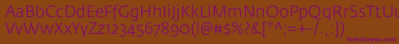 FedrasansproLight Font – Purple Fonts on Brown Background