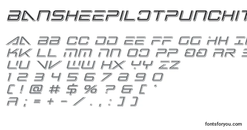 Czcionka Bansheepilotpunchital1 – alfabet, cyfry, specjalne znaki