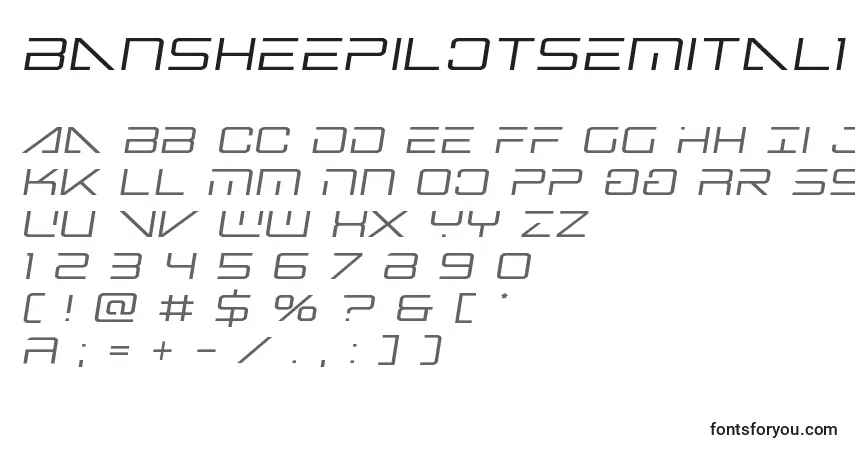 Czcionka Bansheepilotsemital1 – alfabet, cyfry, specjalne znaki