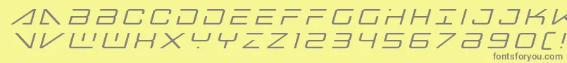 フォントbansheepilottitleital1 – 黄色の背景に灰色の文字