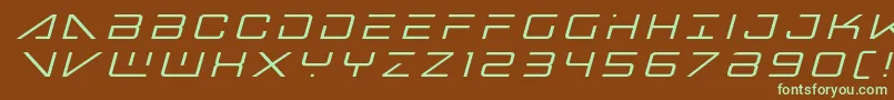 フォントbansheepilottitleital1 – 緑色の文字が茶色の背景にあります。