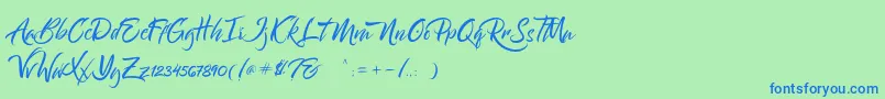 Bantham Font – Blue Fonts on Green Background