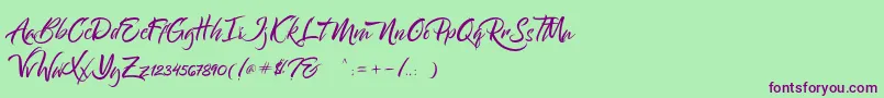 Bantham Font – Purple Fonts on Green Background