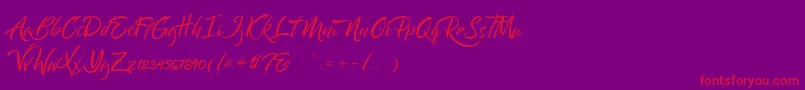 Bantham-Schriftart – Rote Schriften auf violettem Hintergrund