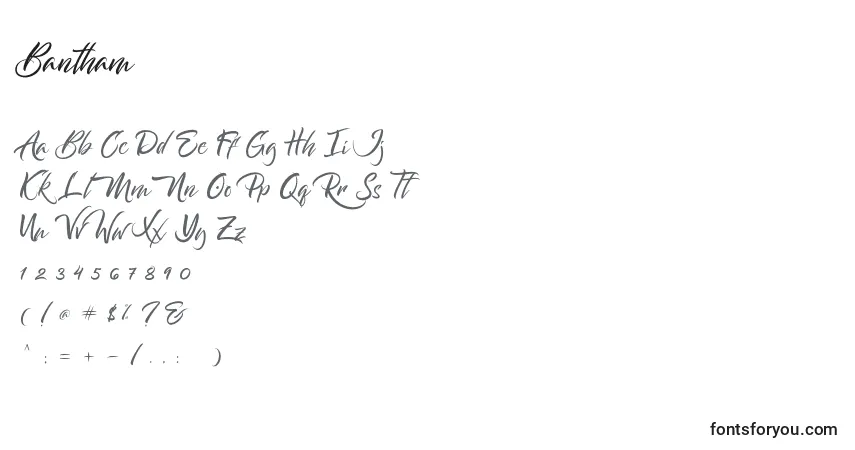 Шрифт Bantham (120686) – алфавит, цифры, специальные символы