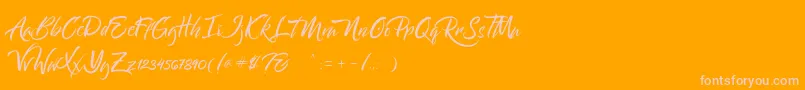 Bantham-Schriftart – Rosa Schriften auf orangefarbenem Hintergrund