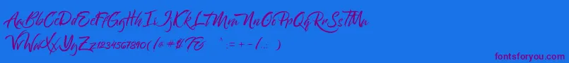 Bantham-Schriftart – Violette Schriften auf blauem Hintergrund