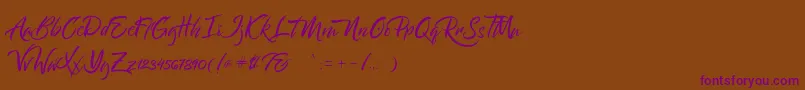 Bantham-Schriftart – Violette Schriften auf braunem Hintergrund