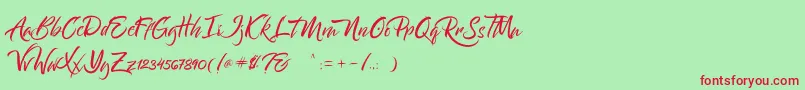 Bantham-Schriftart – Rote Schriften auf grünem Hintergrund