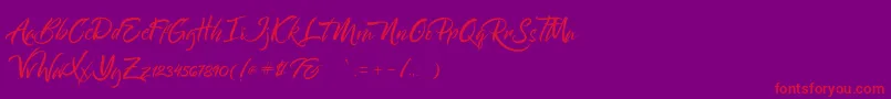 Bantham-Schriftart – Rote Schriften auf violettem Hintergrund