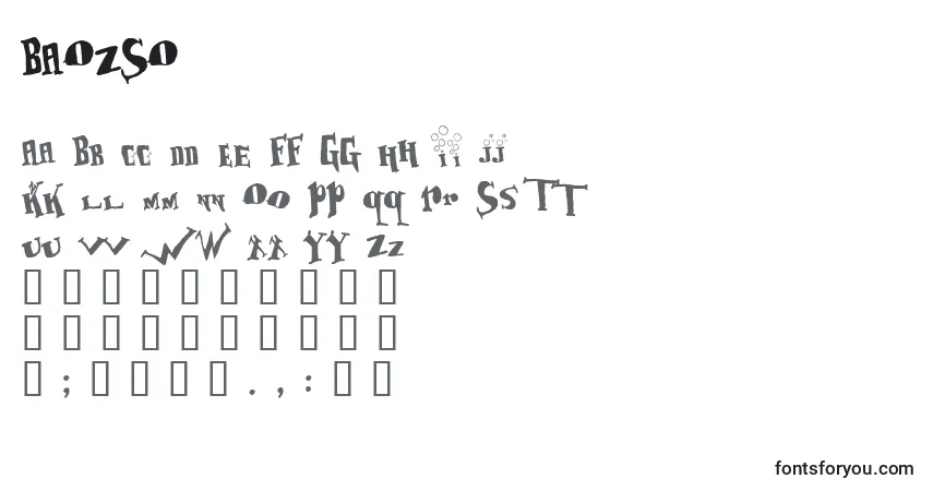 A fonte BAOZSO   (120689) – alfabeto, números, caracteres especiais