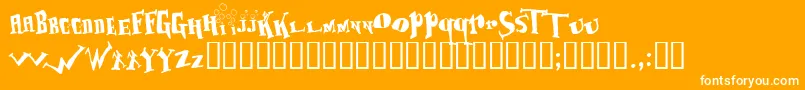 BAOZSO  -Schriftart – Weiße Schriften auf orangefarbenem Hintergrund